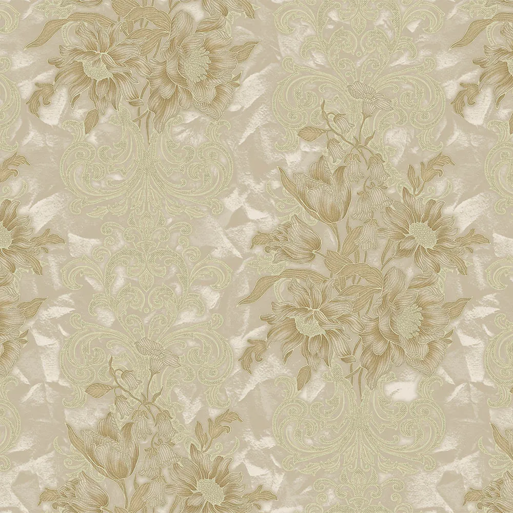 Beige Embossed Wallpaper – Glitter Rococo (7805-2)